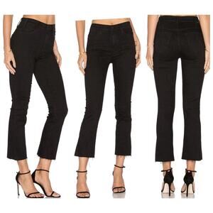 MOTHER Hustler Ankle Fray Jeans Not Guilty Black Denim Raw Hem Women's Size 27